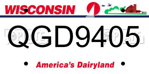 QGD9405 Wisconsin License Plate
