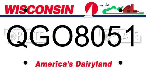 QGO8051 Wisconsin License Plate