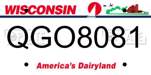QGO8081 Wisconsin License Plate