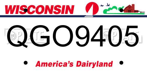 QGO9405 Wisconsin License Plate
