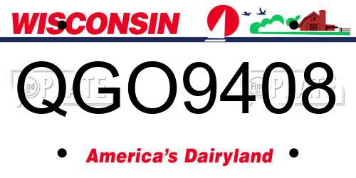 QGO9408 Wisconsin License Plate
