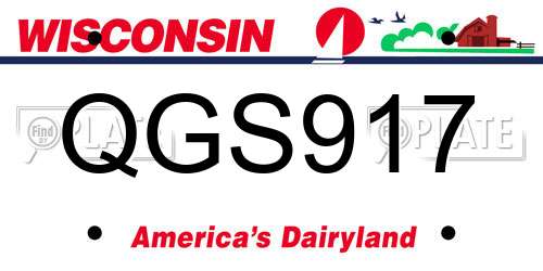 QGS917 Wisconsin License Plate