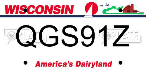 QGS91Z Wisconsin License Plate