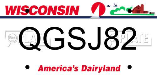QGSJ82 Wisconsin License Plate