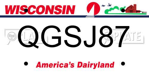 QGSJ87 Wisconsin License Plate