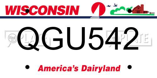 QGU542 Wisconsin License Plate