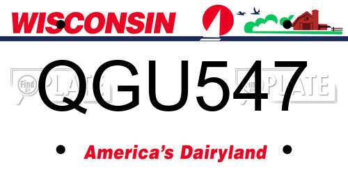QGU547 Wisconsin License Plate