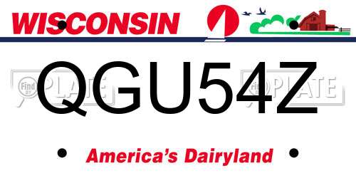 QGU54Z Wisconsin License Plate