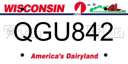 QGU842 Wisconsin License Plate
