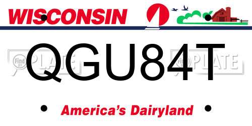 QGU84T Wisconsin License Plate