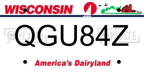 QGU84Z Wisconsin License Plate