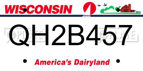 QH2B457 Wisconsin License Plate