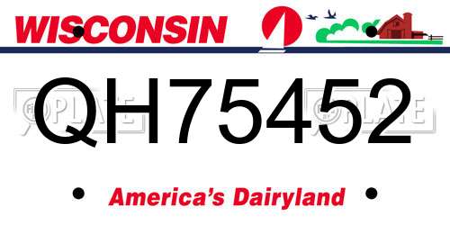 QH75452 Wisconsin License Plate