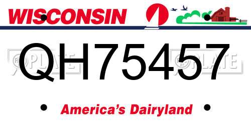 QH75457 Wisconsin License Plate