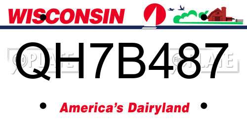 QH7B487 Wisconsin License Plate