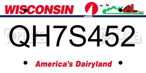 QH7S452 Wisconsin License Plate