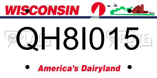 QH8I015 Wisconsin License Plate
