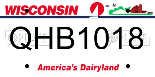 QHB1018 Wisconsin License Plate