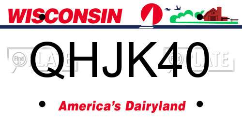 QHJK40 Wisconsin License Plate