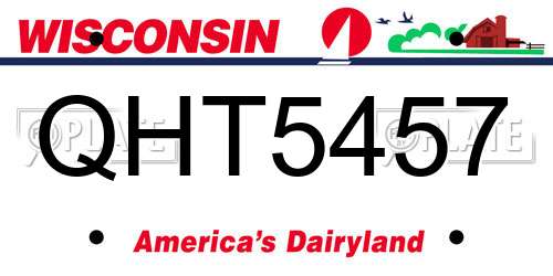 QHT5457 Wisconsin License Plate