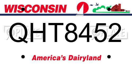 QHT8452 Wisconsin License Plate