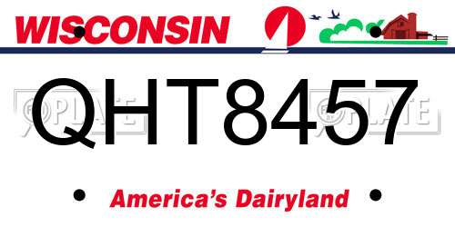 QHT8457 Wisconsin License Plate
