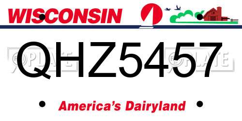 QHZ5457 Wisconsin License Plate