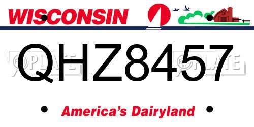 QHZ8457 Wisconsin License Plate