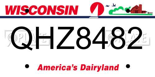 QHZ8482 Wisconsin License Plate