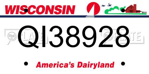 QI38928 Wisconsin License Plate