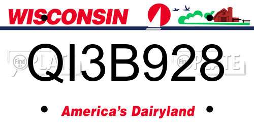 QI3B928 Wisconsin License Plate