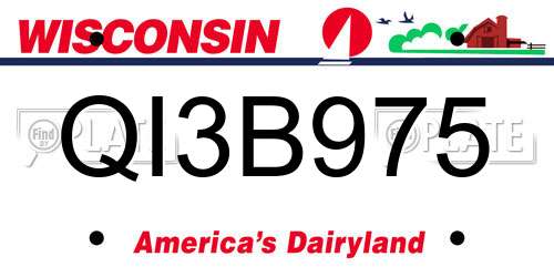 QI3B975 Wisconsin License Plate