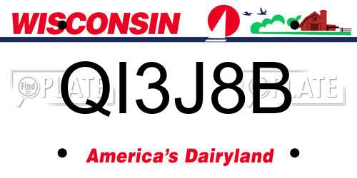 QI3J8B Wisconsin License Plate