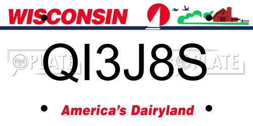 QI3J8S Wisconsin License Plate