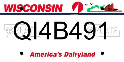 QI4B491 Wisconsin License Plate