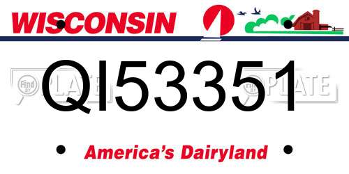 QI53351 Wisconsin License Plate