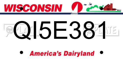 QI5E381 Wisconsin License Plate