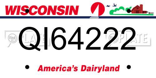 QI64222 Wisconsin License Plate