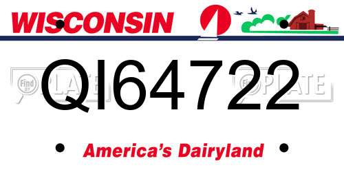QI64722 Wisconsin License Plate