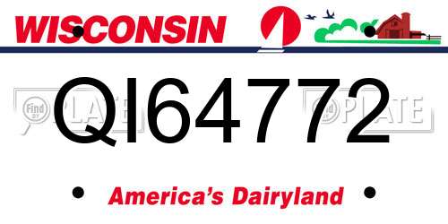 QI64772 Wisconsin License Plate