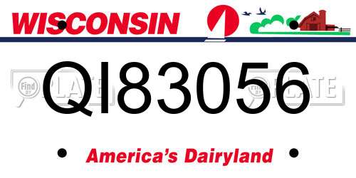 QI83056 Wisconsin License Plate