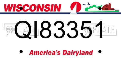 QI83351 Wisconsin License Plate