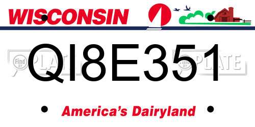 QI8E351 Wisconsin License Plate