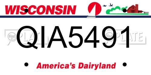 QIA5491 Wisconsin License Plate