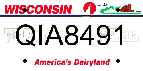 QIA8491 Wisconsin License Plate