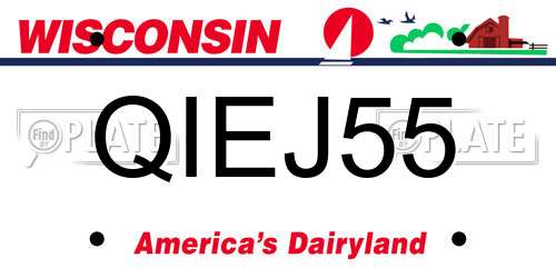 QIEJ55 Wisconsin License Plate