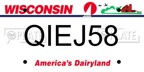 QIEJ58 Wisconsin License Plate