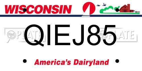 QIEJ85 Wisconsin License Plate