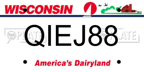 QIEJ88 Wisconsin License Plate