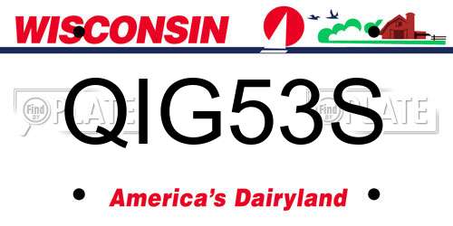 QIG53S Wisconsin License Plate